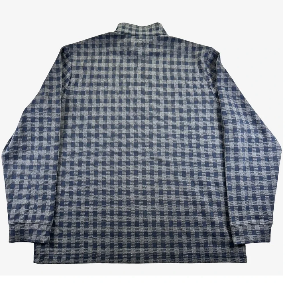 Vineyard Vines OTG Bluffs Quarter-Zip Pullover Navy Grey Gingham Mens XL Preppy